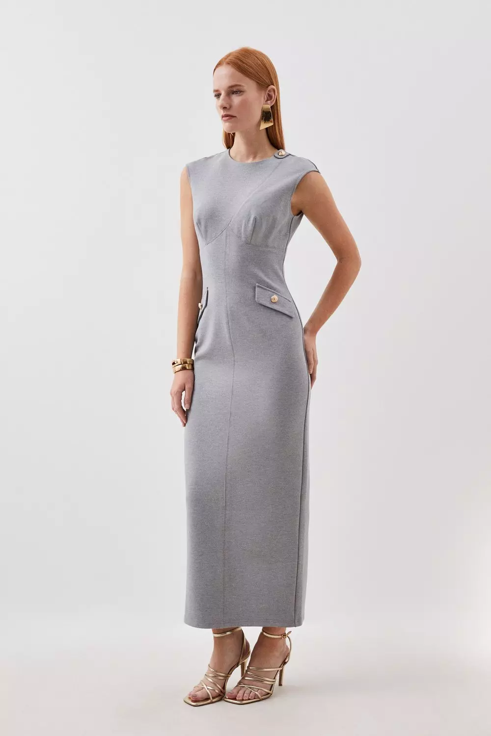 Karen millen folded sales pencil dress grey